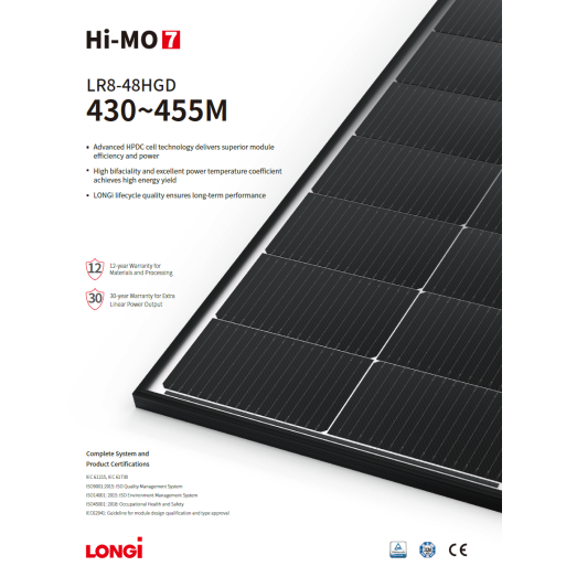 Panouri fotovoltaice LONGI 445W bifaciale LR8-48HGD-445M